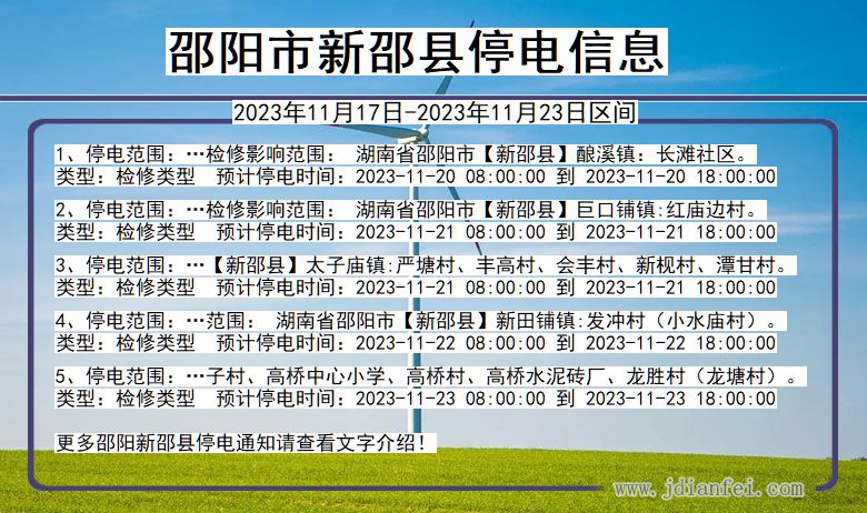 邵阳市最新停电通知公告